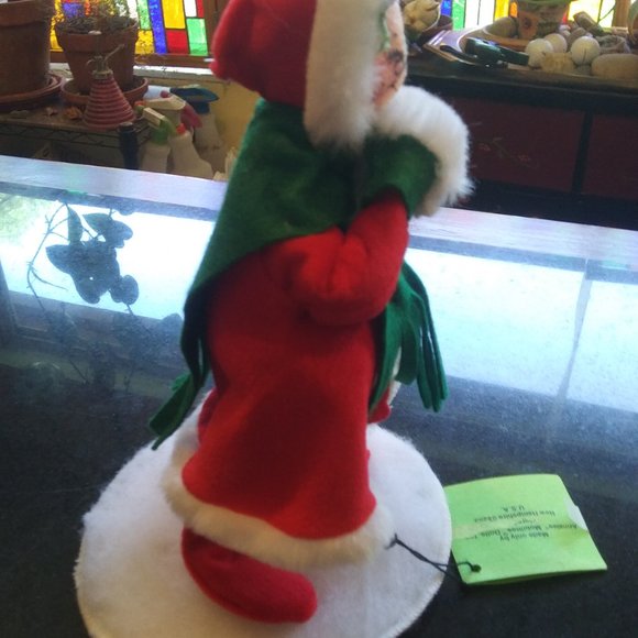 VTG Annalee Thorndike Mobilitee Doll Mrs Claus with muff and holly on her hat - Picture 7 of 13